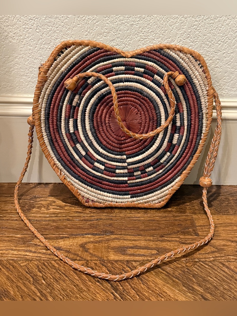 Vintage Nigerian Authentic African Estate Tribal Bag Woven Straw Leather Purse